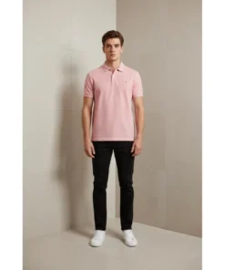 Polo Silbon Clásico Liso Coral Para Hombre