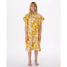 Poncho Surf Rip Curl Paradise Hooded Towel Girl Amarillo Retro