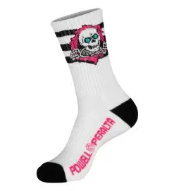 Calcetines Powell Peralta Ripper Stripes Rosa-Negro-Blanco