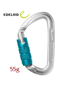 Pure Triple III (silver) – mosquetón de escalada con bloqueo automático triple acción – Edelrid