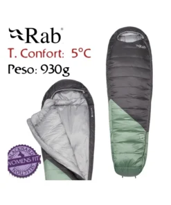 Radeon 0 Womens Regular LZ (Dark Fig Green/Graphene) – Saco de dormir sintetico Mujer – Rab