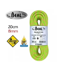 Rando Golden Dry 8mm (20m) (Verde) – Cuerda para glaciares y alpinismo – Beal