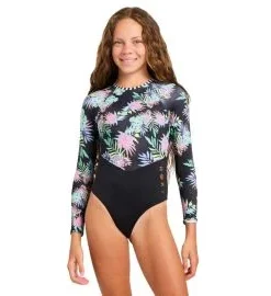 Licra Surf de manga larga Roxy Girl Active RG Onesie Anthracite Aquarella Active (6-16 años)