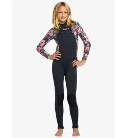 Neopreno Roxy Girl Swell Natural 4/3mm Chest Zip Electric Pink