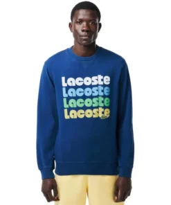 Sudadera Crew Lacoste Logo Retro Para Hombre