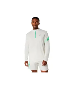 Sudadera Hombre Asics Icon Ls 1/2 Zip Blanco