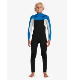 Neopreno Quiksilver Boy Everyday Sessions 4/3mm Chezt Zip Negro-Gris-Azul (8-16 años)