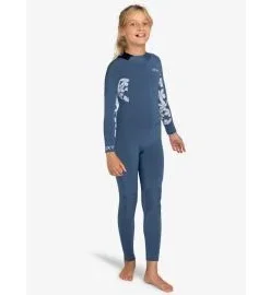 Neopreno Roxy Girl Swell Series 4/3mm Back Zip Azul-Blanco Floral (8-16 años)