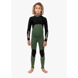 Neopreno Vissla 7 Seas Boys 4/3mm Warbird Full Chest Zip Verde Militar (8-16 años)