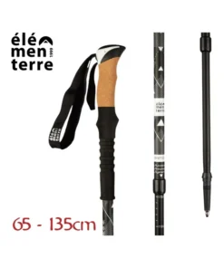 Tramp (Black) – Bastón de senderismo largo con empuñadura de corcho – Elementerre