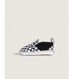 Zapatillas Vans Slip-On Crib Bebé Checker Negro-Blanco (0-1 años)