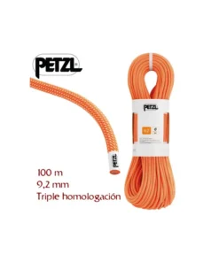 volta 9,2 mm 100 m (naranja) – cuerda triple homologación para escalada y alpinismo técnico – petzl
