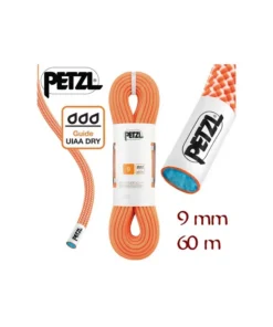 volta guide 9mm 60m (naranja) – cuerda triple homologación para alpinismo técnico – petzl
