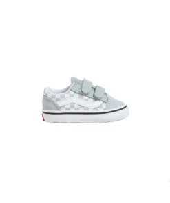 Zapatilla Baby Vans Old Skool V Cuadros Verde Agua