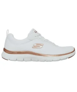 Zapatilla Mujer Skechers Flex Appleal 4.0 Blanca Dorada