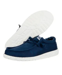 Zapato Hombre Hey Dude Wally Stretch Canvas Azul Marino